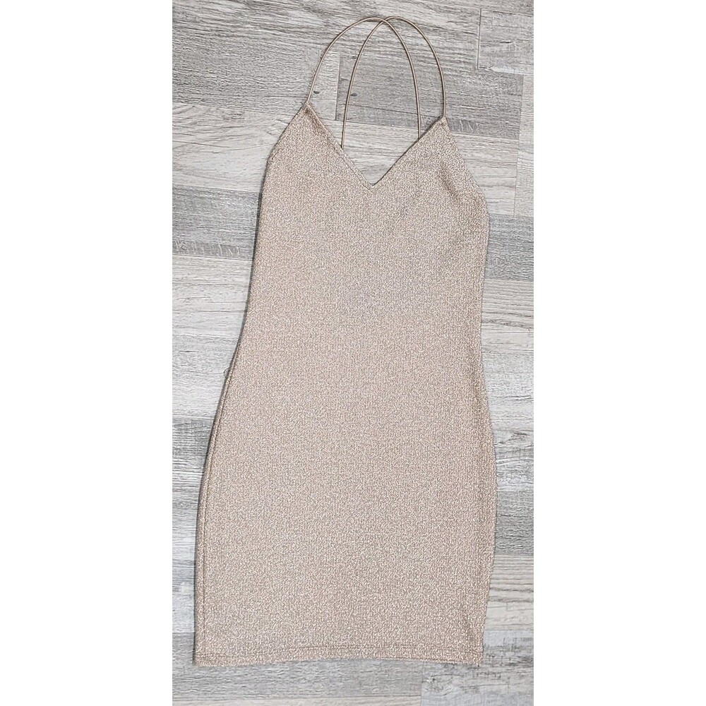 Bodycon Mini Dress H&M Divided Women's Silver Sparkly Open Back US XS